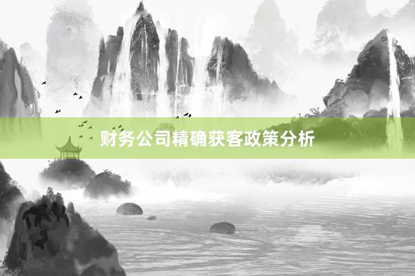 财务公司精确获客政策分析